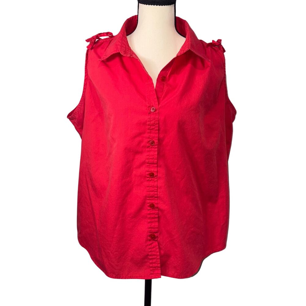 Vintage Carolina Bay Coastal Chic Pop of Color Plus 1X Blouse Sleeveless